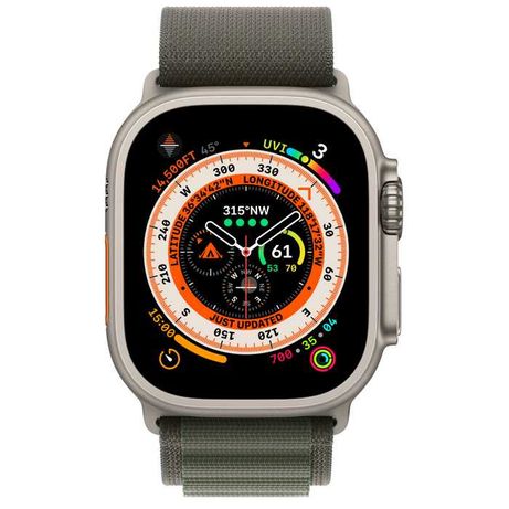 Apple Watch Ultra GPS 49mm Titanium Case with Green Alpine Loop(MQFN3)