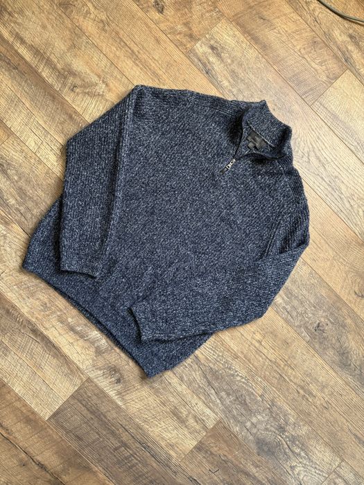 Свитер на замке 1/4 ХЛ вязаный синий трикотажный Next old money luxury