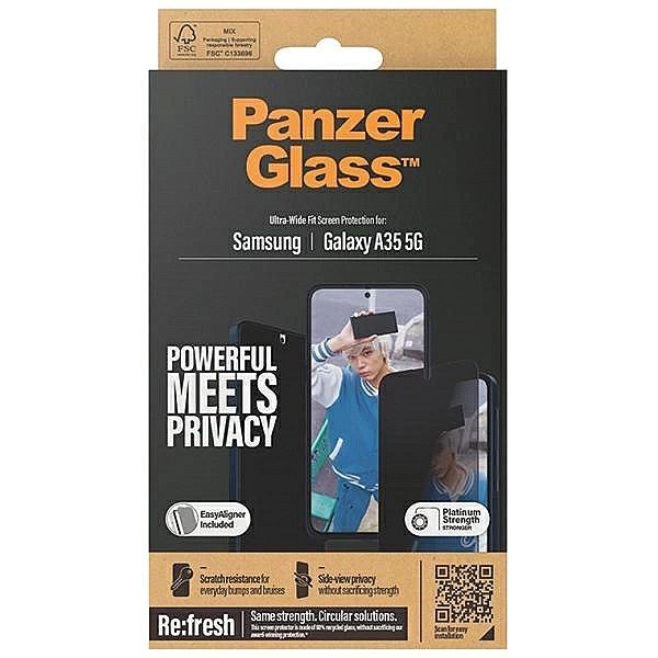 Szkło hartowane PanzerGlass Ultra-Wide Fit prywatyzujące z pozycjonere