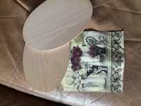 Decoupage - serwetki i drewniane owalne deseczki