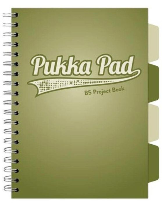 Project Book Olive B5/100K kratka oliwkowy (3szt) PUKKA ,254x218 mm