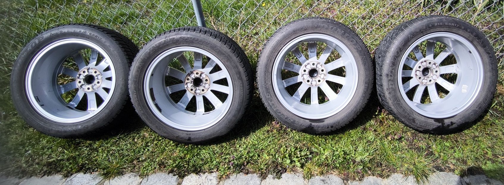 Koła VW 215/55/17 z czujnikami  5X112  z oponami Dunlop Winter w ładny