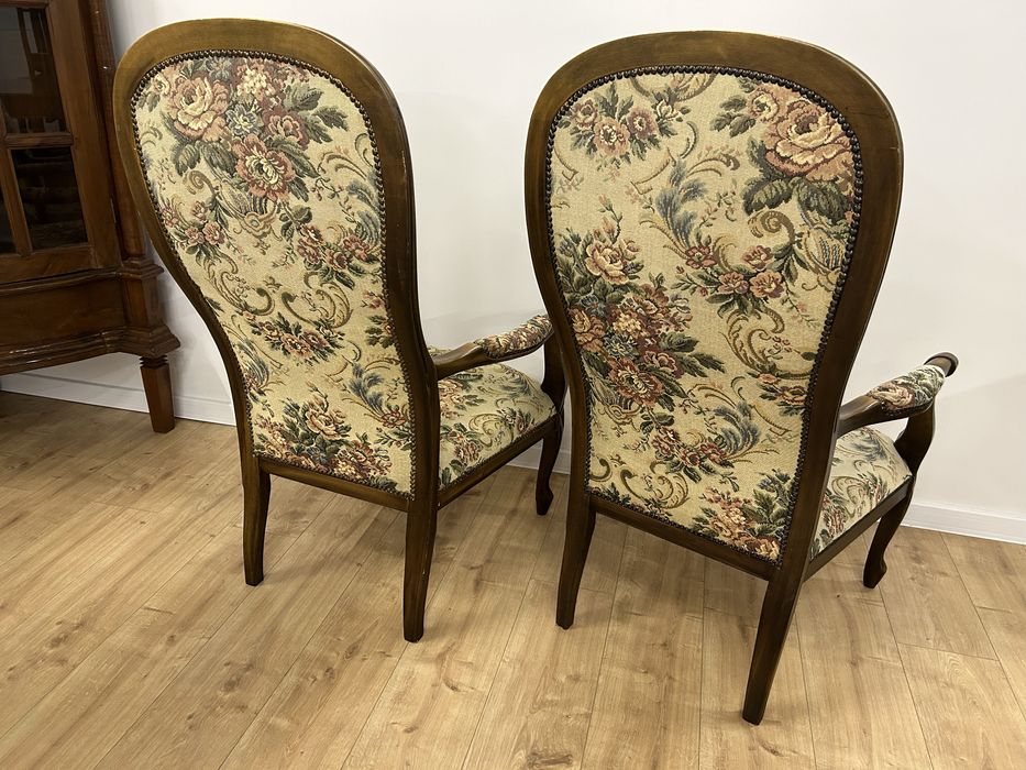 Fotele stylowe komplet dwie sztuki gobelin