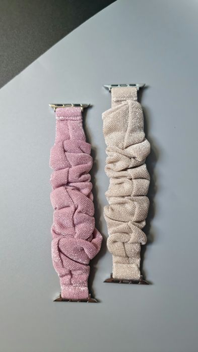 Scrunchie pasek do Apple Watch 42/44/45/49 mm - różowy / kurkuma