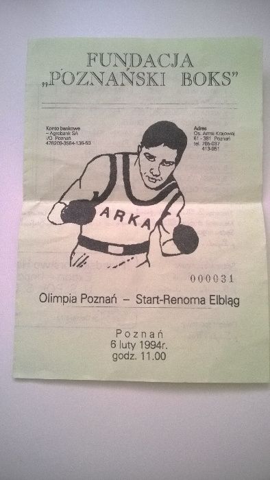 Program boks 1994 Olimpia Poznań- Start Elbląg