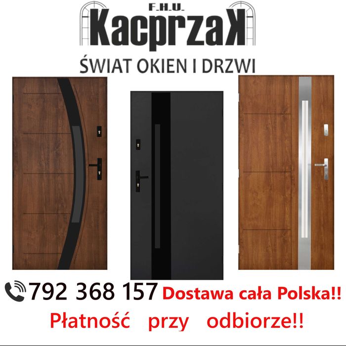 Drzwi KACPRZAK 90x200 Drzwi Zewnętrzne MARS 09 Antracyt Prawe