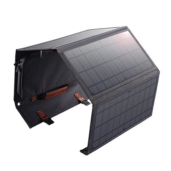 Choetech turystyczna ładowarka solarna Usb, Usb C 36w Qc Pd szara (sc0