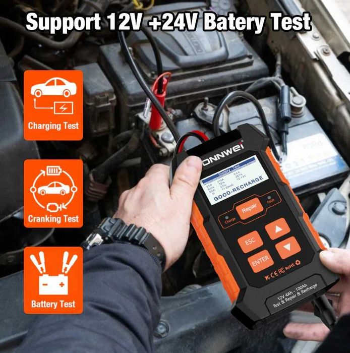 Konnwei KW520 Тестер + зарядное + ремонт акб 12-24 V