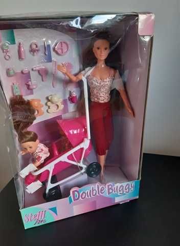 NOWA lalka Barbie z podwójnym wózkiem, mała lalka, bobas, Steffi Love