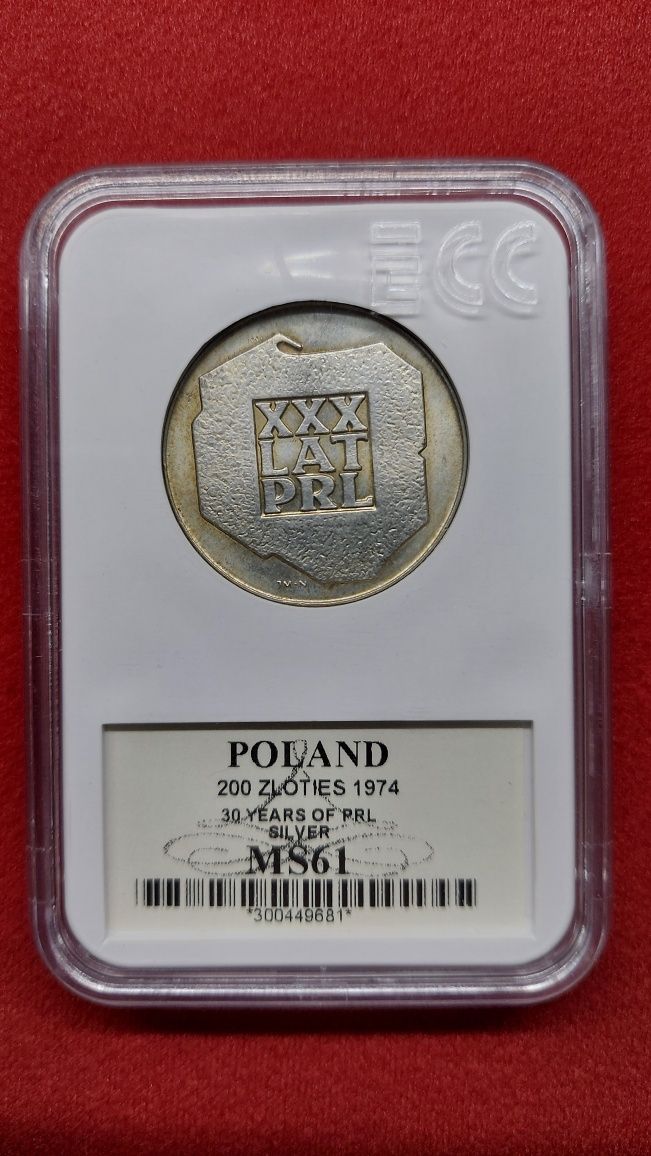 Srebrna moneta 200zł 1974 xxx lat prl