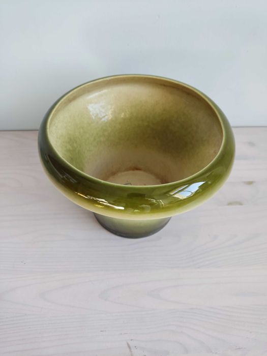 Donica doniczka stara ceramiczna gliniana zielono kremowa