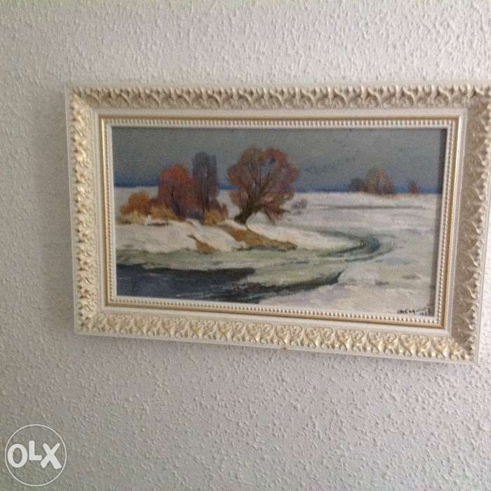 Картина Бедношэя "Зима" с подписью художника