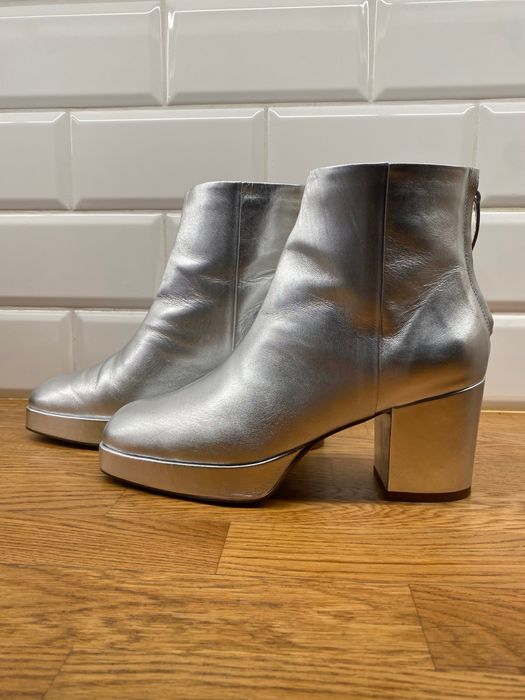 Buty Balagan Elton srebrne botki skórzane rozmiar 40 damskie obcasy