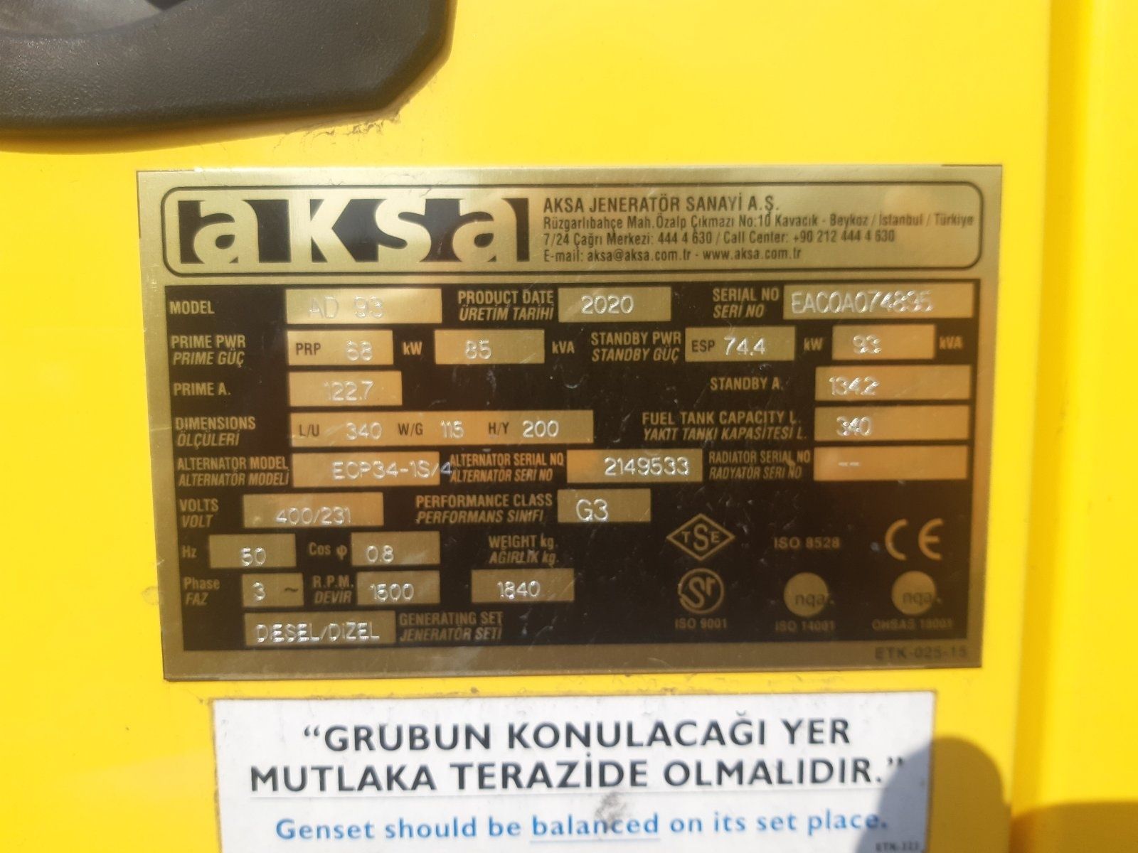 Генератор АД93 68кВт, двигун Doosan на продаж