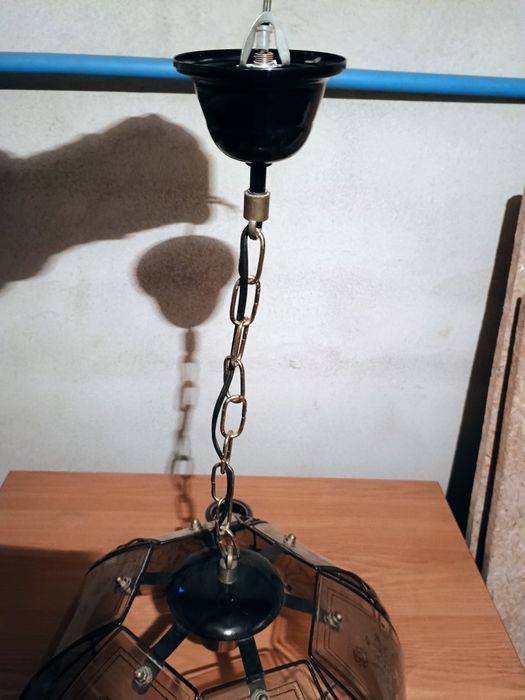 Zestaw 3 lampy plus 3 kinkiety retro metaloplastyka plus szkło