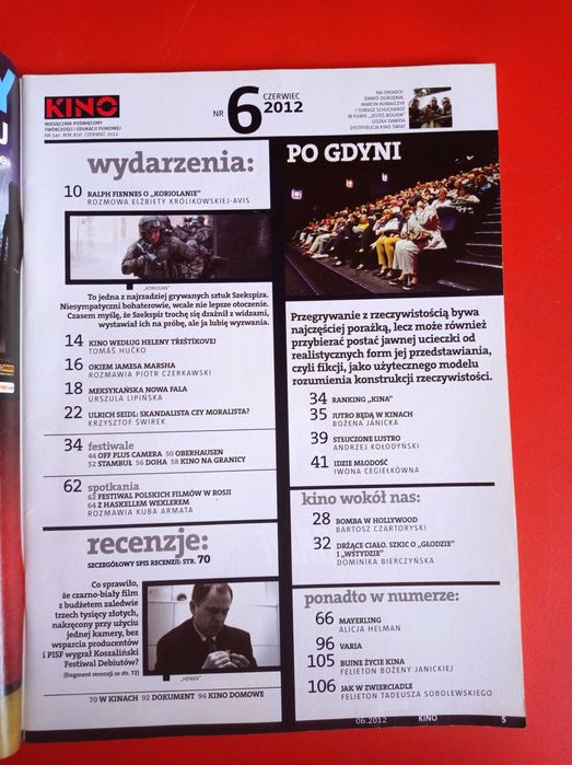 Kino 6/2012, czerwiec 2012, "Jesteś Bogiem", Ogrodnik, Kowalczyk
