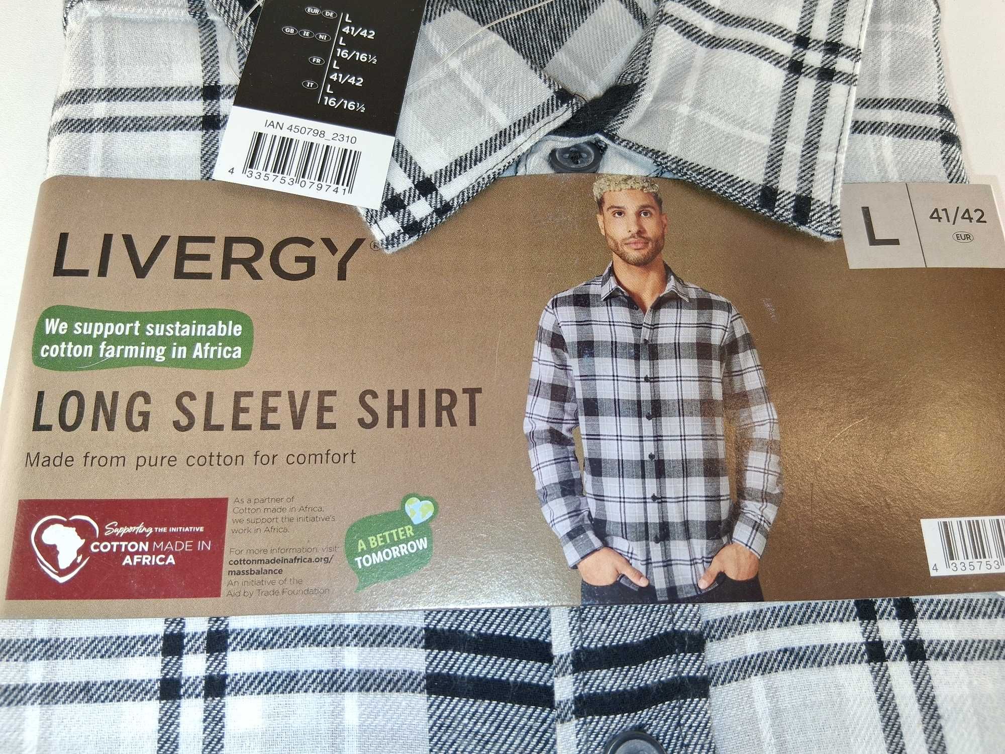 A240 LIVERGY Męska Koszula Flanelowa Długi Rękaw Kratka L 41/42