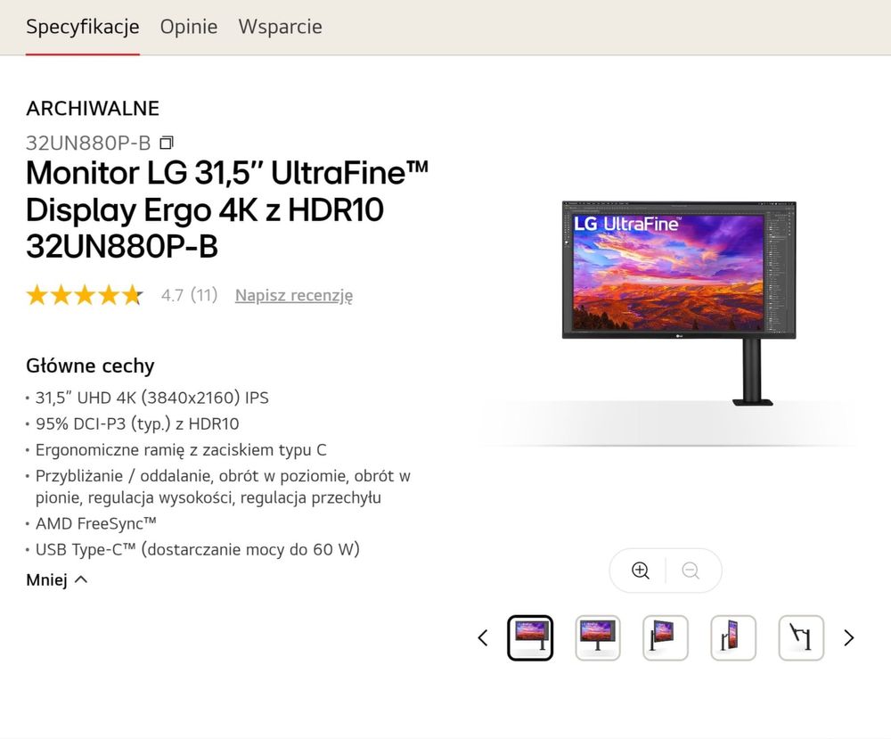 Monitor LG 31,5” UltraFine 4K 3840x2160
