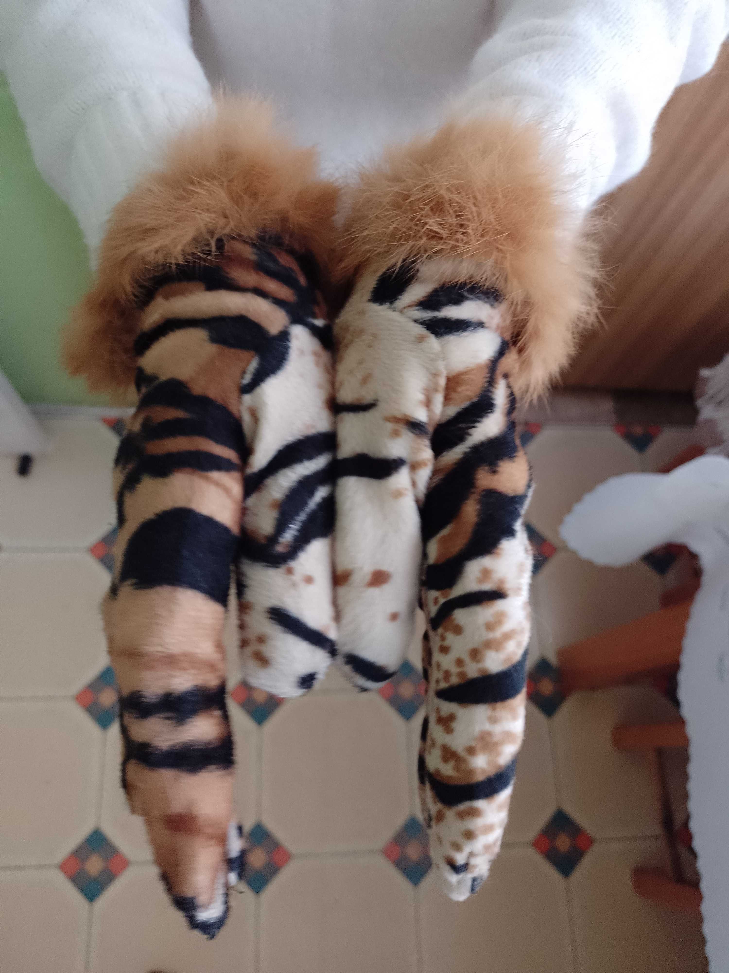 Panterkowe, futrzane rękawiczki z futerkiem z Londynu, NOWE