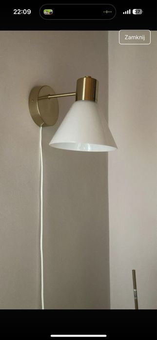 Ikea Flugbo lampa ścienna mosiadz szkło E27 kinkiet