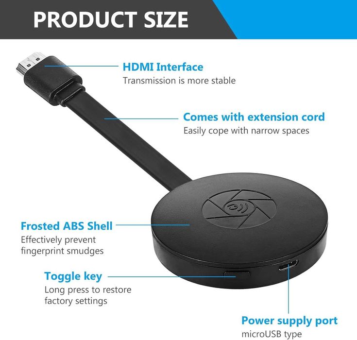 Bezprzewodowy adapter WIFI HDMI Mirrorscren Chomecast 2W1 436