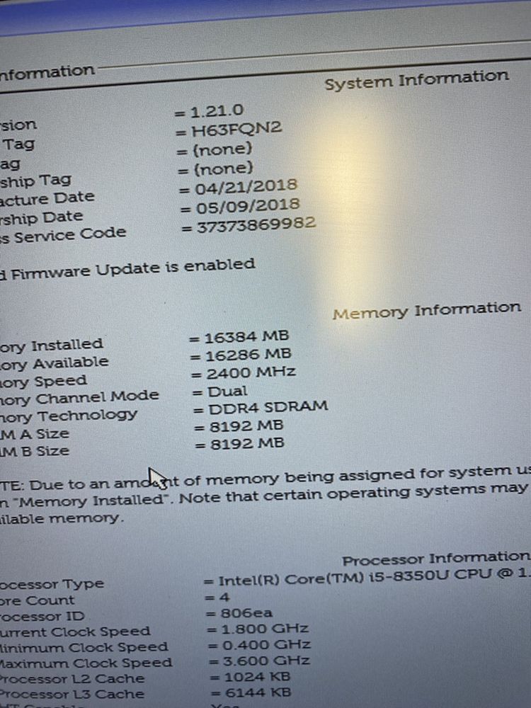 Dell Latitude 5490 i5-8350 ram 8 Gb ssd 256 Gb win10