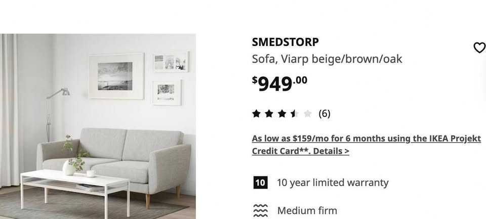 IKEA SMEDSTORP Sofa beige/cinza