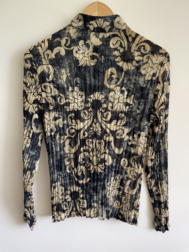 Betty Barclay wzorzysta plisowana bluzka z falbana L/XL