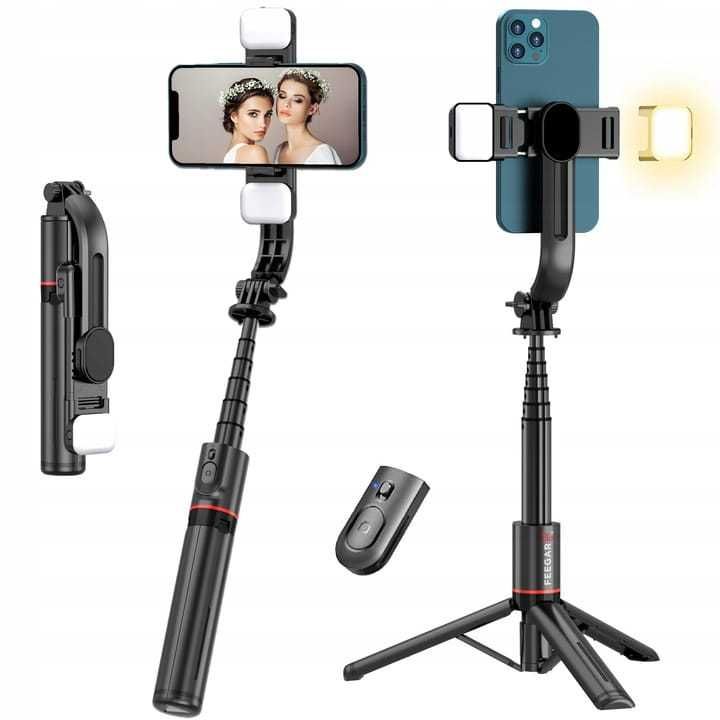 Kijek do Selfie Stick bluetooth + Statyw Tripod Lampa Feegar Flash