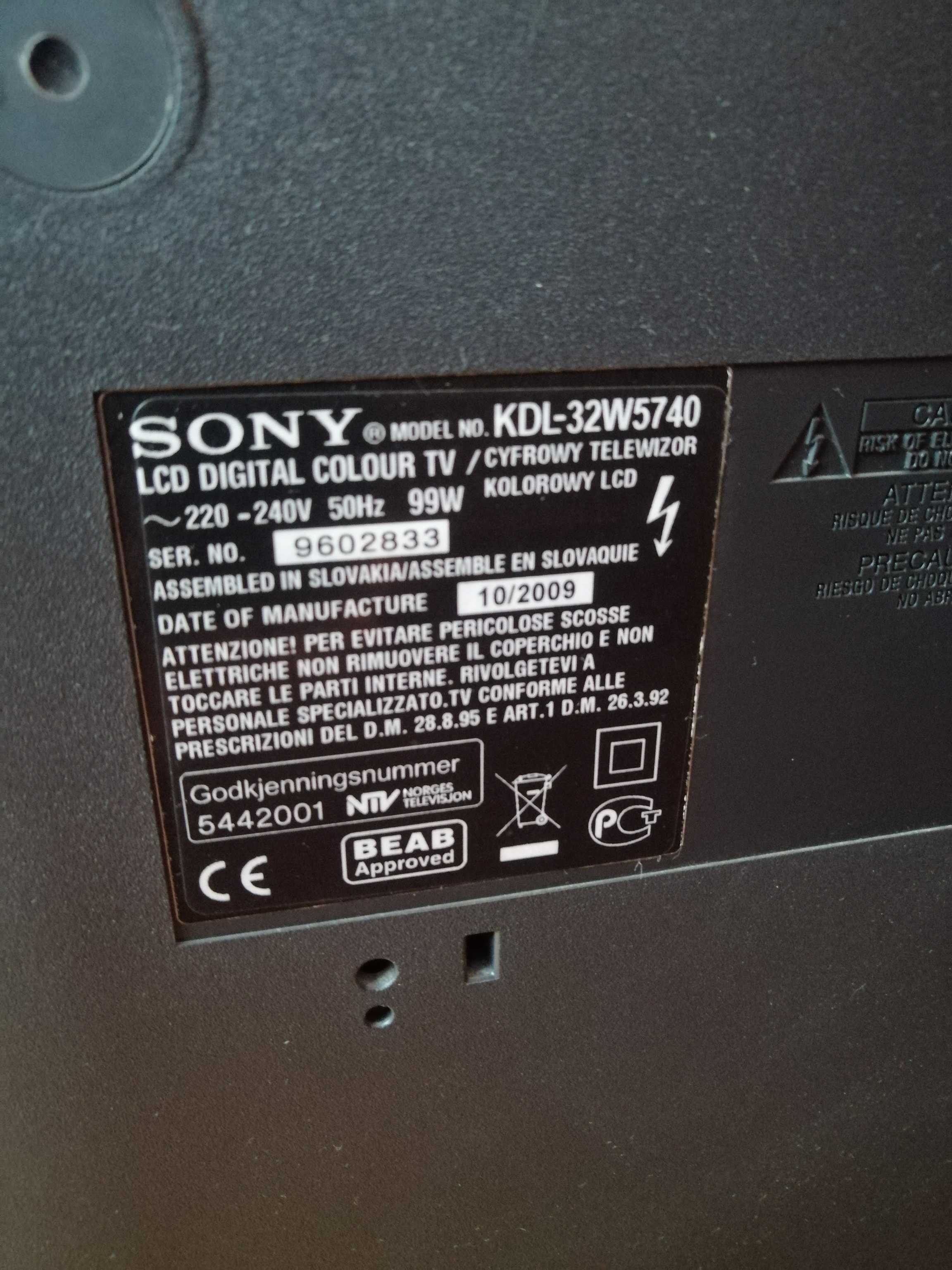 TV LCD Sony Bravia KDL-32W5740 dekoder DVB-T2