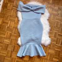 sukienka Syrenka syrenkowa z falbanką błękitna Hiszpanka niebieska 40