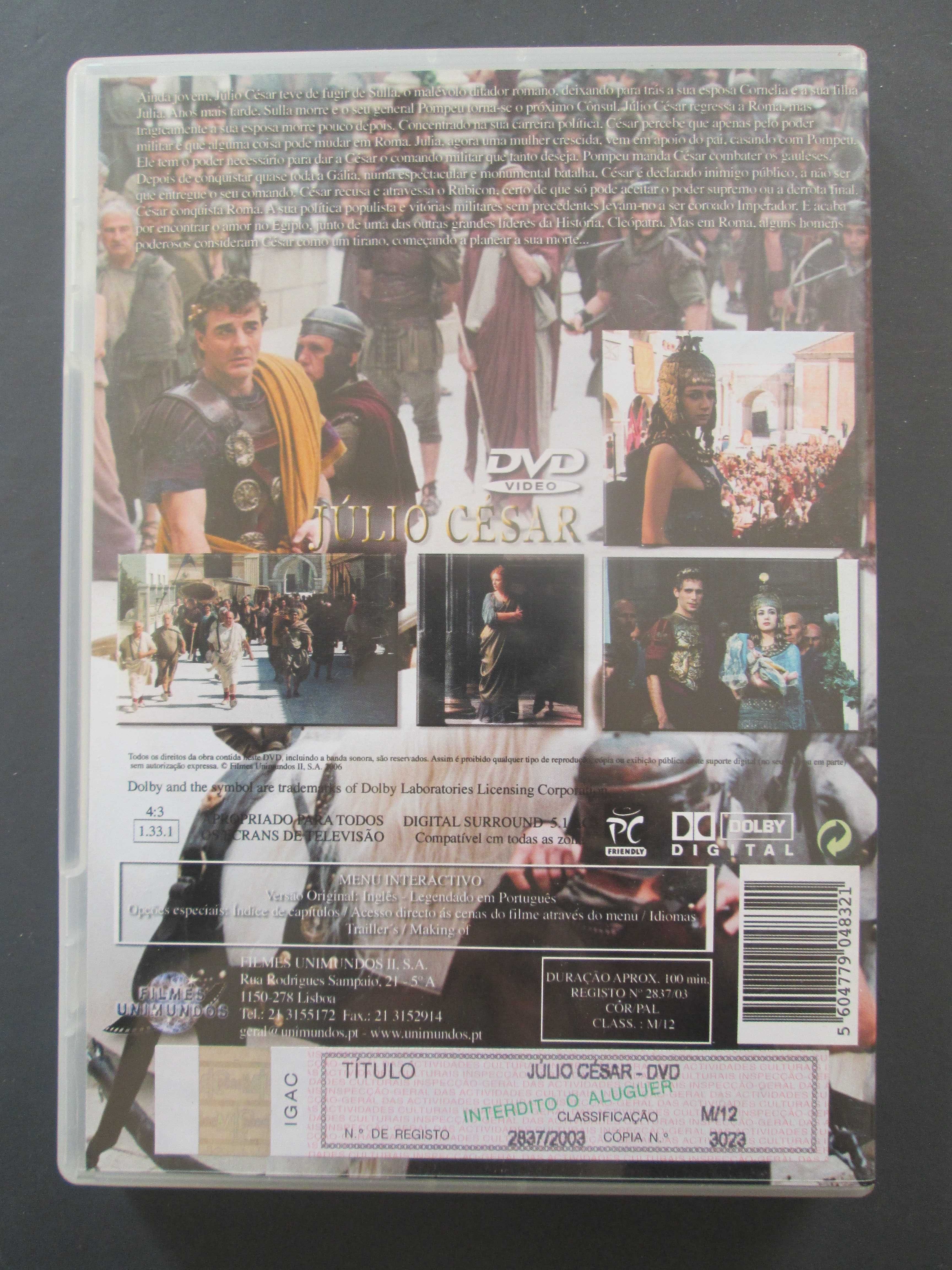 DVD Julo Cesar, com Christopher Walken, Richard Harris, Valeria Golino