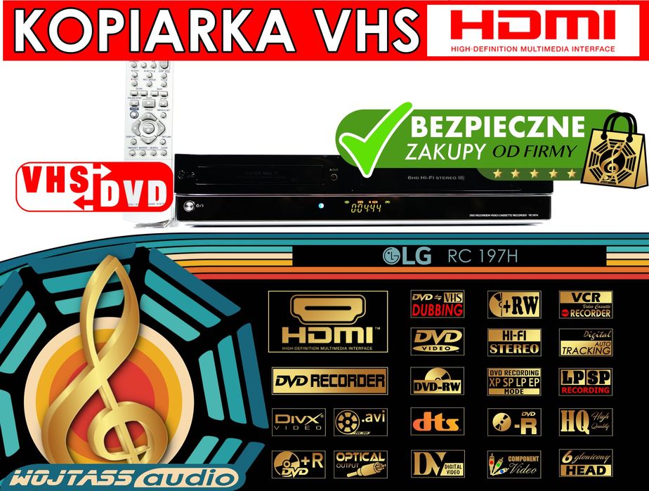 Zgraj kasety VHS na DVD * KOPIARKA LG RC197H * HDMI LP SP nagrywarka