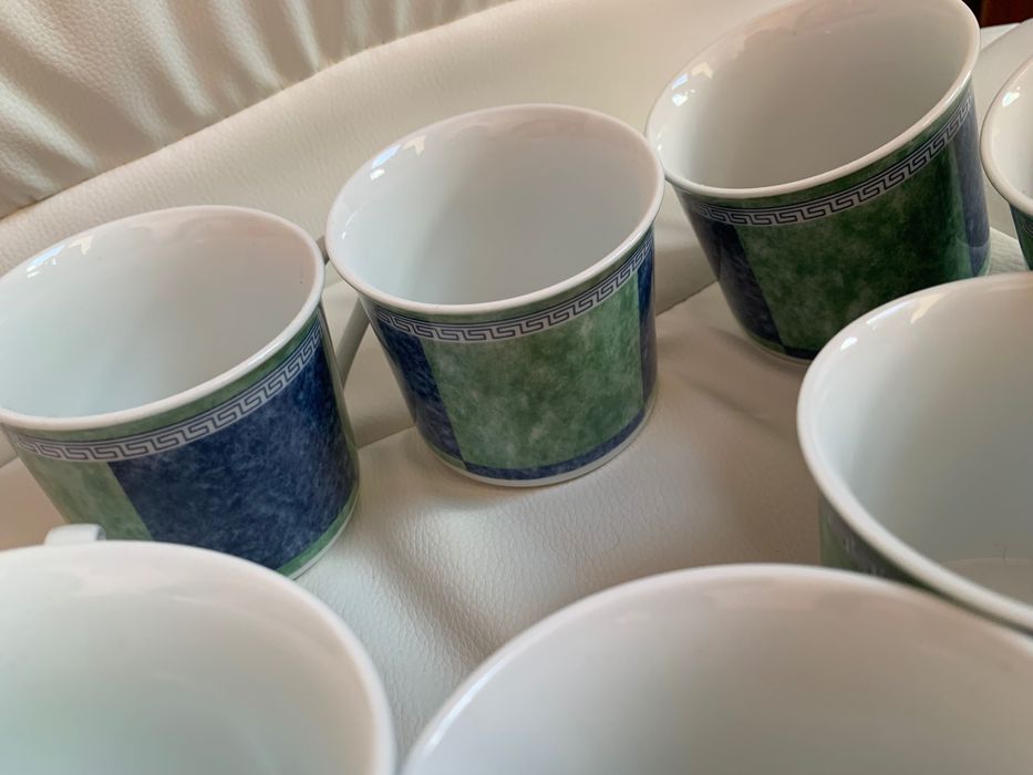 7 filiżanek zielone niebieskie