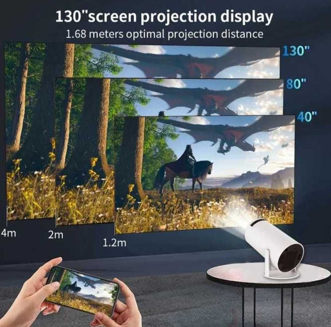 MINI PROJEKTOR 4K Wi-Fi BT 5.0 Android HY300 szary