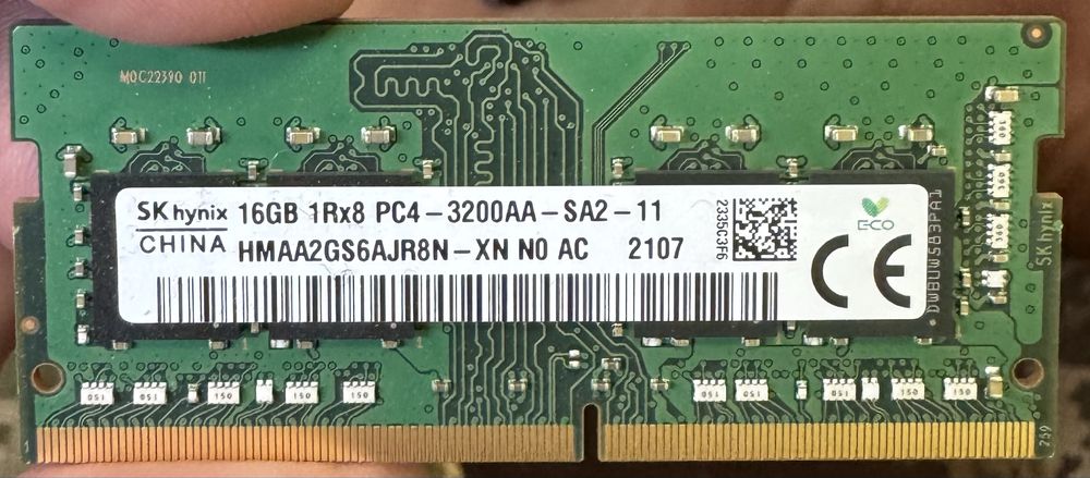 Оперативна памʼять SK hynix SODIMM DDR4-3200 16384MB PC4-25600