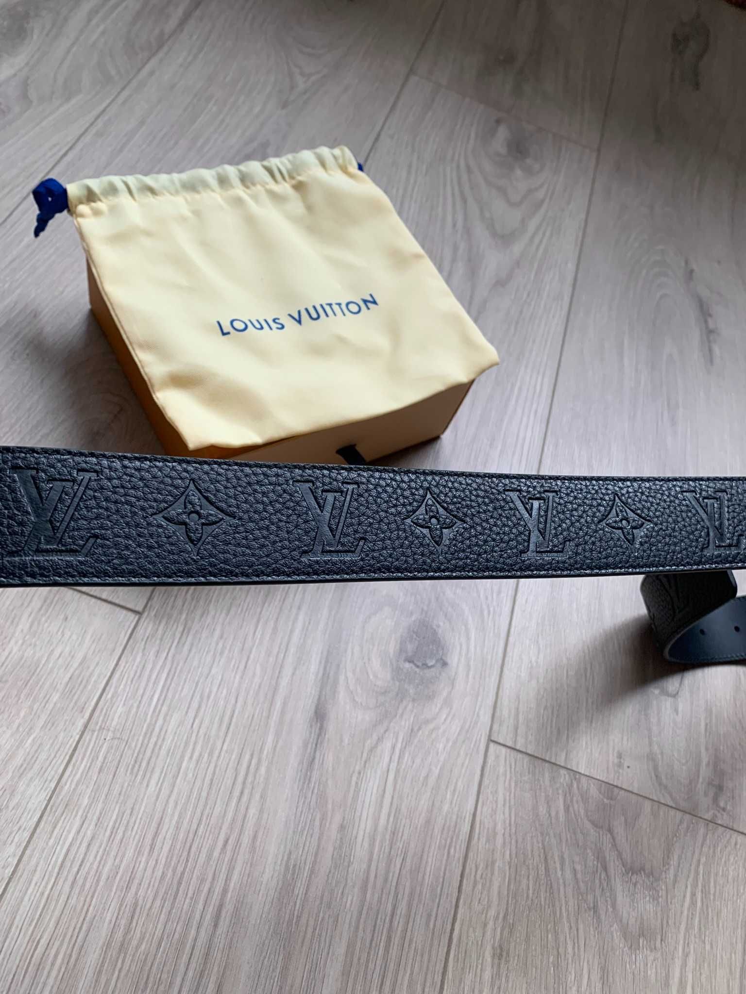 Czarny skórzany pasek Louis Vuitton 80 cm