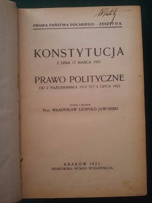Władysław Leopold Jaworski, . Konstytucja z dnia 17 marca 1921