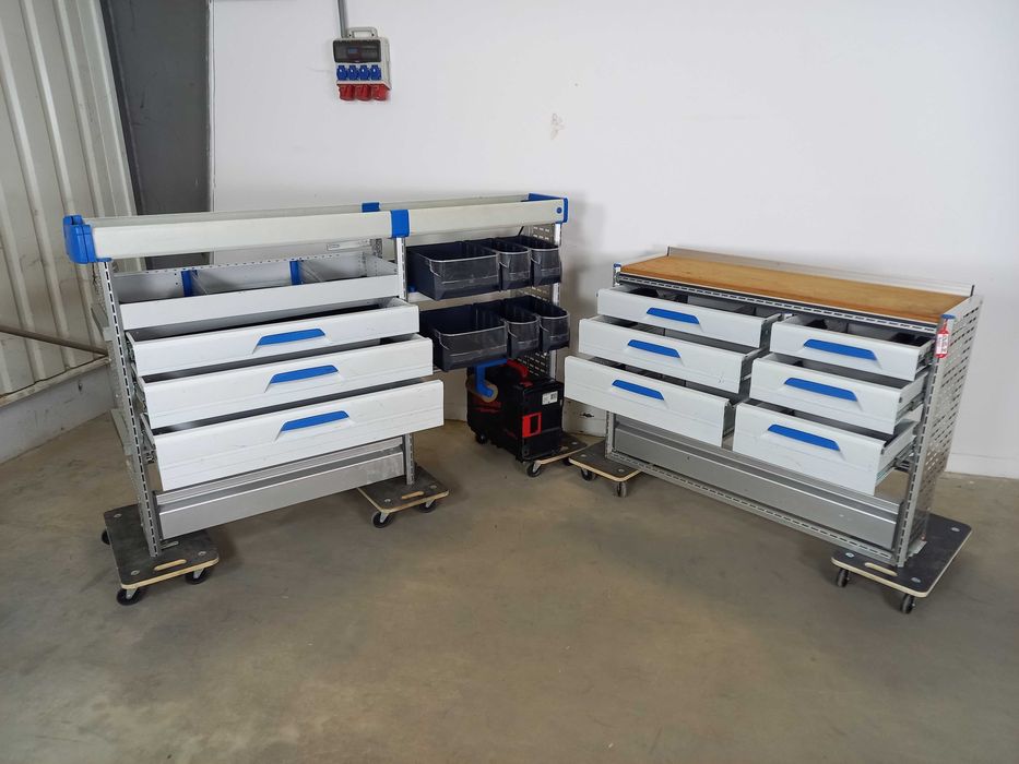 Regały do busa szafki półki zabudowa serwisowa warsztat ZESTAW SORTIMO