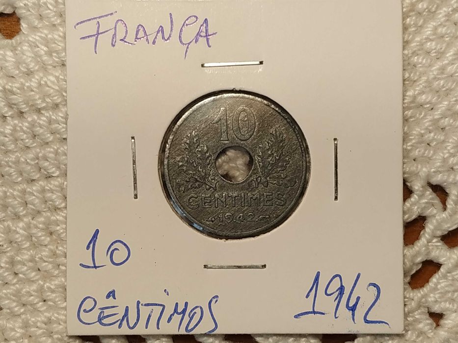 França - moeda de 10 cêntimos de 1942 em zinco (II guerra mundial)
