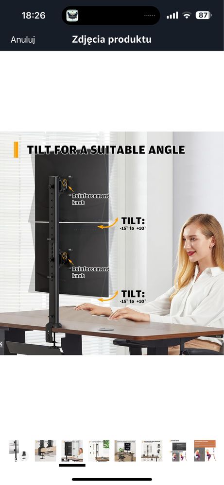 Uchwyt na monitory pionowy 80 cm
