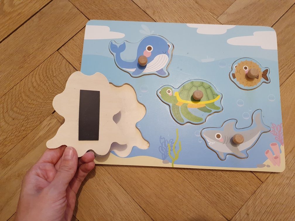 Pierwsze puzzle drewniana układanka ocean Wooden puzzle Montessori