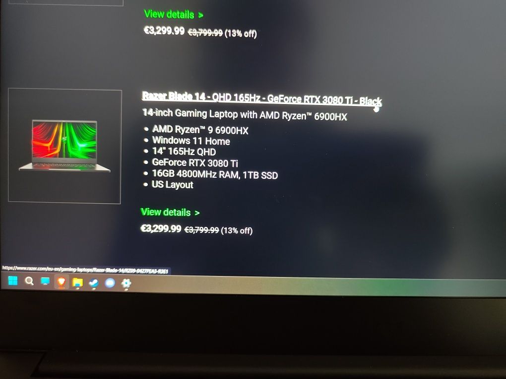 Portátil Gaming Razer Blade 14 - RTX 3080 Ti