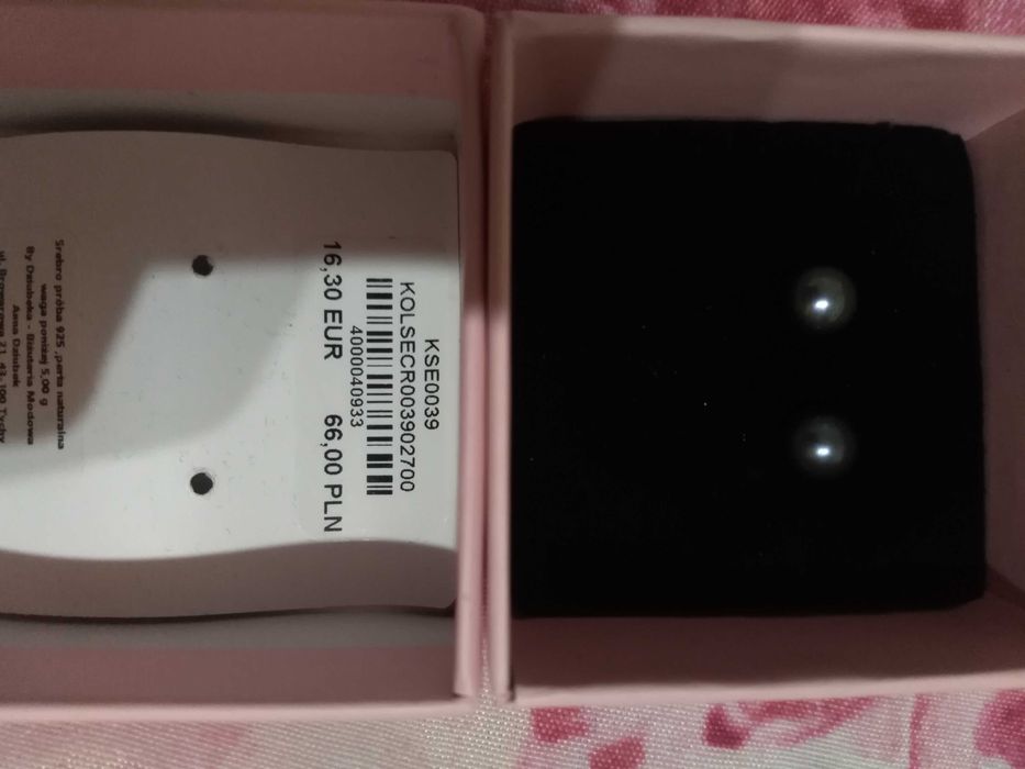 Kolczyki srebro 925 perły naturalne By Dziubeka perła naturalna sztyft