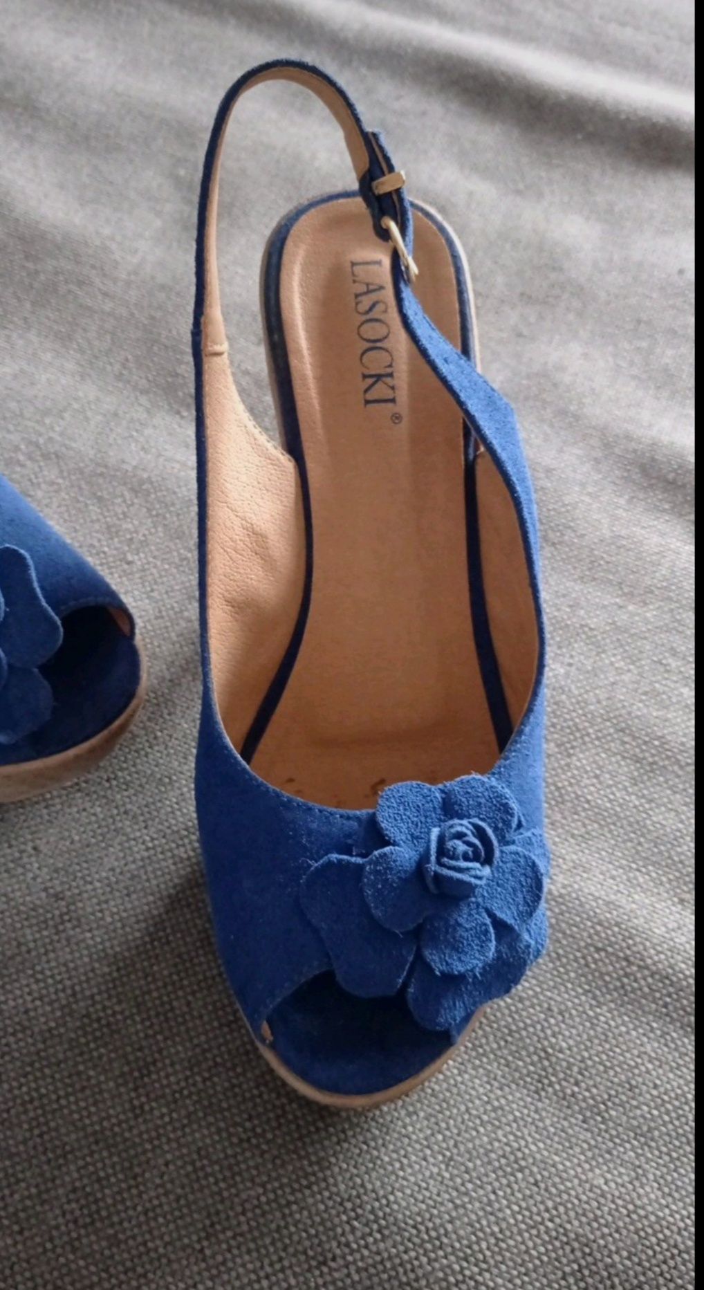 Buty damskie chabrowe na wysokim obcasie