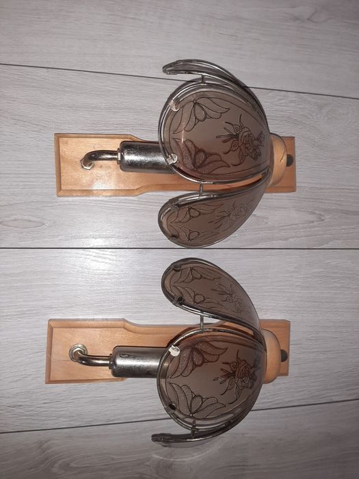 Kinkiety kinkiet ścienny komplet drewno i szklo