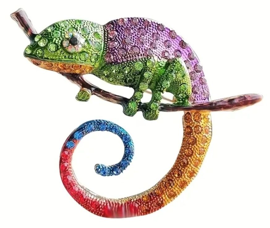 Alfinete/ Lagarto Camaleão Colorido