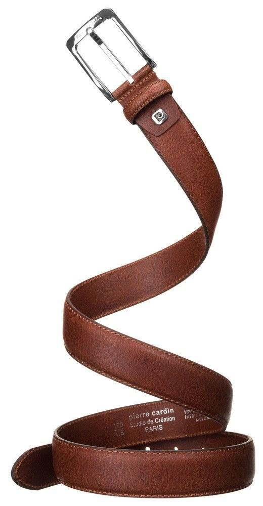 Skórzany pasek męski z klasyczną klamrą - Pierre Cardin 110