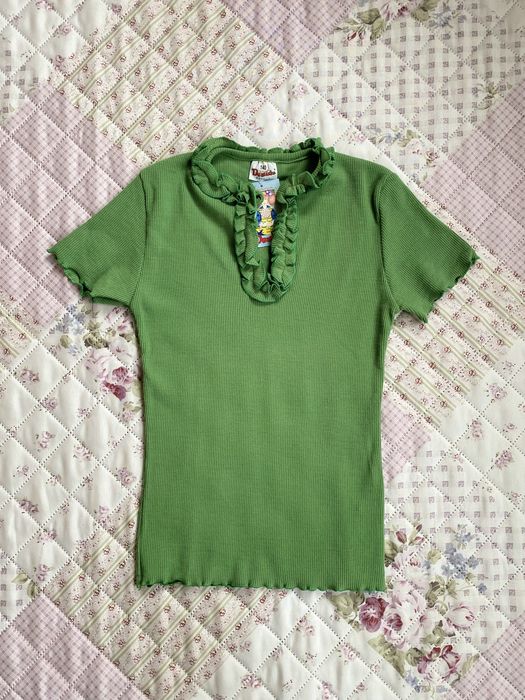 Zielony top bluzka na krótki rękaw S 36 nowy vintage 90s 00s