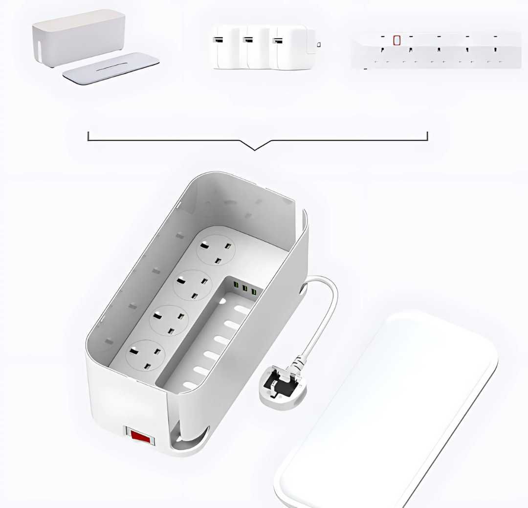 Skrzynka Zasilająca 5 Gniazdek 3 Pory USB ANGIELSKA